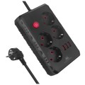 MACLEAN LISTWA ZASILAJĄCA, PRZEDŁUŻACZ 4 GNIAZDA + 3XUSB, 110-240V AC 50/60HZ, 2.1A MAX 2500W, 1,5M, CZARNA MCE392 B - 2835167