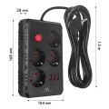 MACLEAN LISTWA ZASILAJĄCA, PRZEDŁUŻACZ 4 GNIAZDA + 3XUSB, 110-240V AC 50/60HZ, 2.1A MAX 2500W, 1,5M, CZARNA MCE392 B - 2835173