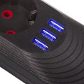 MACLEAN LISTWA ZASILAJĄCA, PRZEDŁUŻACZ 3 GNIAZDA + 3XUSB, 110-240V AC 50/60HZ, 2.1A MAX 2500W, 1,5M, CZARNA MCE394 B - 2835196