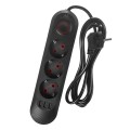 MACLEAN LISTWA ZASILAJĄCA, PRZEDŁUŻACZ 3 GNIAZDA + 3XUSB, 110-240V AC 50/60HZ, 2.1A MAX 2500W, 1,5M, CZARNA MCE394 B - 2835194