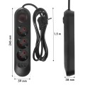 MACLEAN LISTWA ZASILAJĄCA, PRZEDŁUŻACZ 3 GNIAZDA + 3XUSB, 110-240V AC 50/60HZ, 2.1A MAX 2500W, 1,5M, CZARNA MCE394 B - 2835198