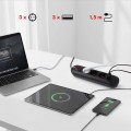 MACLEAN LISTWA ZASILAJĄCA, PRZEDŁUŻACZ 3 GNIAZDA + 3XUSB, 110-240V AC 50/60HZ, 2.1A MAX 2500W, 1,5M, CZARNA MCE394 B - 2835199