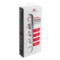 MACLEAN LISTWA ZASILAJĄCA, PRZEDŁUŻACZ 3 GNIAZDA + 3XUSB, 110-240V AC 50/60HZ, 2.1A MAX 2500W, 1,5M, BIAŁA MCE394 W - 2835209