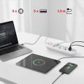 MACLEAN LISTWA ZASILAJĄCA, PRZEDŁUŻACZ 3 GNIAZDA + 3XUSB, 110-240V AC 50/60HZ, 2.1A MAX 2500W, 1,5M, BIAŁA MCE394 W - 2835212
