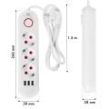 MACLEAN LISTWA ZASILAJĄCA, PRZEDŁUŻACZ 3 GNIAZDA + 3XUSB, 110-240V AC 50/60HZ, 2.1A MAX 2500W, 1,5M, BIAŁA MCE394 W - 2835210