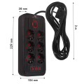 MACLEAN LISTWA ZASILAJĄCA MACLEAN, PRZEDŁUŻACZ 6 GNIAZD + 4XUSB, 110-240V AC 50/60HZ, 2.1A MAX 2500W, 3M, CZARNA, MCE391 B MC - 2835215