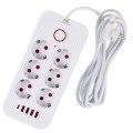 MACLEAN LISTWA ZASILAJĄCA, PRZEDŁUŻACZ 6 GNIAZD + 4XUSB, 110-240V AC 50/60HZ, 2.1A MAX 2500W, 3M, BIAŁA MCE391 W - 2835225
