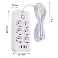 MACLEAN LISTWA ZASILAJĄCA, PRZEDŁUŻACZ 6 GNIAZD + 4XUSB, 110-240V AC 50/60HZ, 2.1A MAX 2500W, 3M, BIAŁA MCE391 W - 2835229
