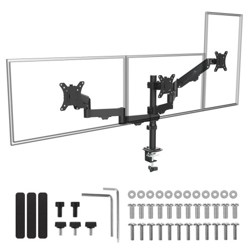 Uchwyt na 3 monitory Maclean MC-137, sprężyna gazowa, 17"-27", 2-8kg, czarny - 2844552