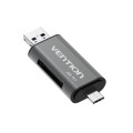 Czytnik kart SD / microSD Vention ze złączami USB 3.0 USB-C microSD szary - 2837107