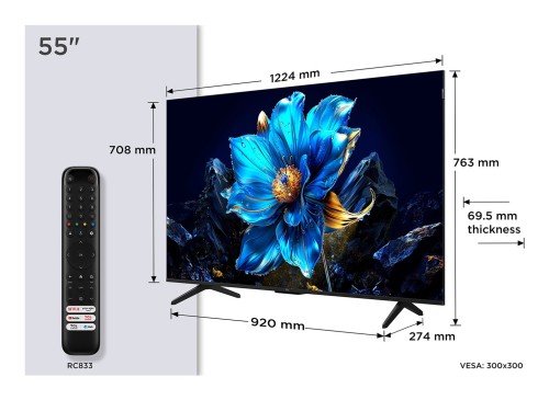 Telewizor TCL 55P79K QLED 55" 4K Ultra HD Google TV Dolby Atmos DVB-T2 Metaliczny (WYPRZEDAŻ) - 2853767