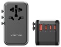 Uniwersalny adapter podróżny z ładowarką Vention 100W GaN 1x USB-A 3x USB-C czarny - 2845446