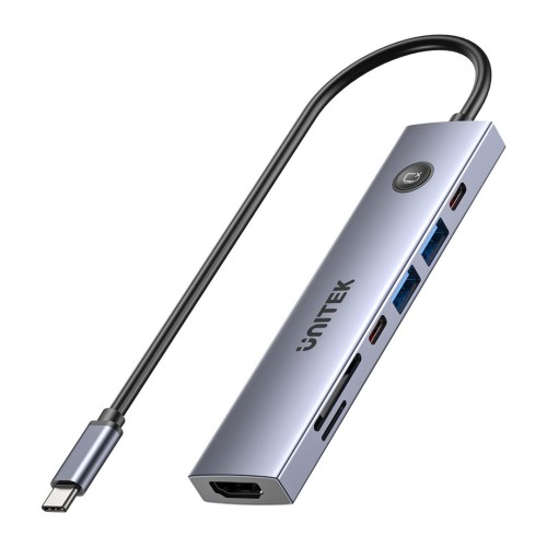 UNITEK HUB USB-C 7W1 PD 100W HDMI 2.0 Z PRZYCISKIEM ON/OFF - 2845991