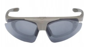 Okulary strzeleckie Wosport Tan - 3 wymienne wizjery, pasek