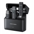 Zestaw 2 bezprzewodowych mikrofonów krawatowych Vention USB-C z etui ładującym czarny - 2846002