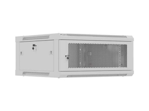 Szafa instalacyjna Rack wisząca 19" 4U 600x600 szara drzwi perforowane Lanberg (flat pack) - 2872708