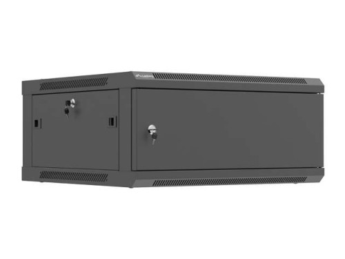 Szafa instalacyjna Rack wisząca 19" 4U 600x600 czarna drzwi metalowe Lanberg (flat pack) - 2872711
