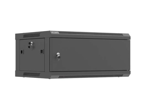 Szafa instalacyjna Lanberg Rack wisząca 19" 4U 600x450 czarna drzwi metalowe (flat pack) - 2872712