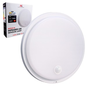 MACLEAN LAMPA LED Z CZUJNIKIEM RUCHU, CZUJNIK PIR, KOLOR BIAŁY, 10W, IP65, 1000LM, BARWA NEUTRALNA MCE525 W