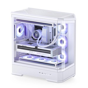 Obudowa PC Jonsbo D400, Midi Tower, ATX, Szkło Hartowane - biała