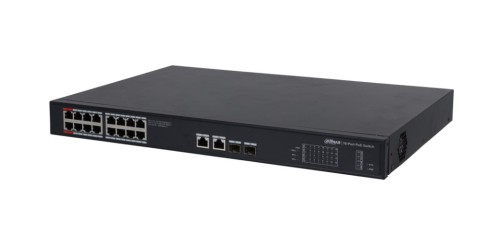 Dahua Technology PoE DH-PFS3220-16GT-190 przełącznik sieciowy Nie zarządzany L2 Gigabit Ethernet (10/100/1000) Obsługa PoE 1U Czarny - 2892844