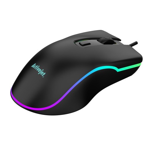 Activejet mysz przewodowa podgrzewana USB AMY-W390. Ma 3 temperatury 30 stopni podświetlenie na żółto, 35 stopni podświetlenie na pomarańczowo, 40 stopni podświetlenia na czerwono. - 2898694
