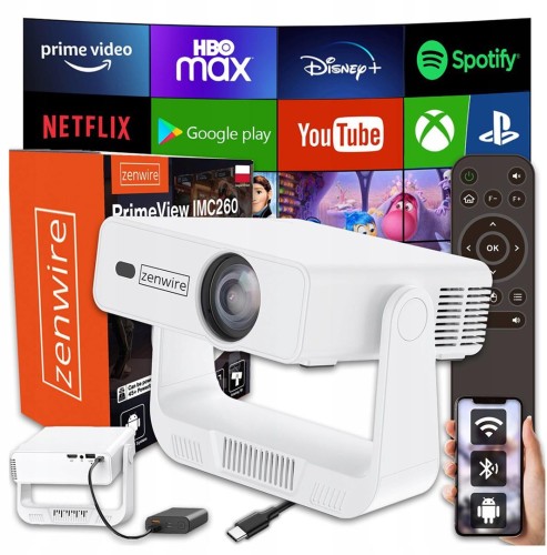Mini Projektor Przenośny Rzutnik Android 14 WiFi 360 Full HD 4K do Telefonu Zenwire IMC260 - 2901108
