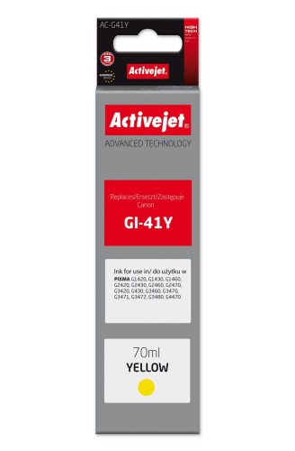 Activejet AC-G41Y Buteleczka z tuszem z atramentem (zamiennik do Canon GI-41Y 4545C001; Supreme; 70 ml; żółty) - 2903445