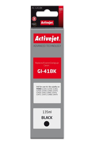 Activejet AC-G41Bk Buteleczka z tuszem z atramentem (zamiennik Canon GI-41BK 4528C001; Supreme; 135 ml; czarny) - 2903446