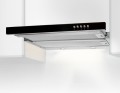 Okap podszafkowy teleskopowy AKPO WK-7 LIGHT GLASS 60 INOX CZARNY (600mm; kolor inox, front czarne szkło) - 947216