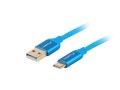 Kabel Lanberg Premium QC 3.0 CA-USBO-22CU-0005-BL (USB 2.0 typu A M - USB typu C M; 0,50m; kolor niebieski) - 1038778