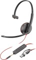 POLY Jednouszny zestaw słuchawkowy USB-C Blackwire 3215 + wtyczka 3,5 mm + przejściówka USB-C/A (opakowanie zbiorcze) - 2112221