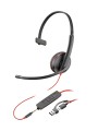POLY Jednouszny zestaw słuchawkowy USB-C Blackwire 3215 + wtyczka 3,5 mm + przejściówka USB-C/A (opakowanie zbiorcze) - 2890436