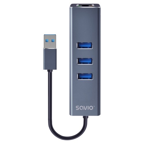 SAVIO AK-58 3-PORTOWY HUB USB-A Z ADAPTEREM RJ-45 - 1305495