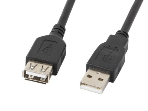 Kabel Lanberg CA-USBE-10CC-0007-BK (USB 2.0 M - USB 2.0 F; 0,7m; kolor czarny) - 1855448