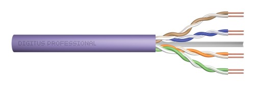 Kabel instalacyjny DIGITUS DK-1616-VH-5 kat.6, U/UTP, B2ca, AWG23/1, LSOH, 500m, fioletowy, szpula - 2054426