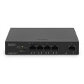 Digitus Przełącznik Gigabit Ethernet PoE, 4 porty PoE + 1 port uplink, dostępna moc zasilania PoE: 60 W - 2759027