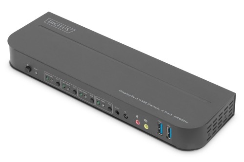 Digitus Przełącznik KVM, 4-portowy, 4K 60 Hz, 4 x DP in, 1 x DP/HDMI out - 2004048