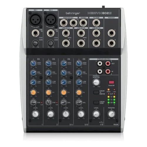 Behringer 802S - 8-kanałowy kompaktowy mikser analogowy z interfejsem USB zaprojektowany specjalnie do obsługi podcastów, streamowania oraz nagrywania w domu - 2220563