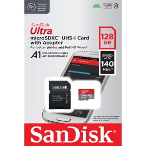 SANDISK ULTRA microSDXC 128GB 140MB/s + SD ADAPTER