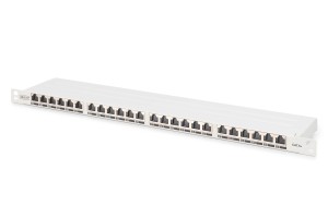Panel krosowy high density 19'' 24x RJ45, LSA poziom, kat.6A, ekranowany, 0.5U, szary, prowadnica kabli
