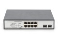 Digitus Przełącznik sieciowy niezarządzalny desktop 8x RJ45 Gb/s (w tym 6xPoE)+ 2x SFP, PoE++ max budżet 180W - 2772437