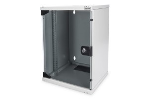 Szafa sieciowa wisząca 10" 9U rack 312x300, drzwi szyba, szary, niedzielona, złożona, 30kg