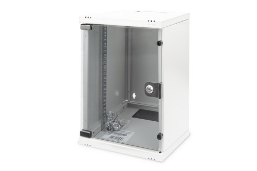 Szafa sieciowa wisząca 10" 9U rack 312x300, drzwi szyba, szary, niedzielona, złożona, 30kg - 2765173