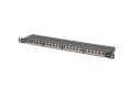 Panel krosowy high density 19'' 24x RJ45, LSA poziom, kat.6A, ekranowany, 0.5U, czarny, prowadnica kabli - 2820207