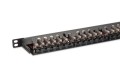 Panel krosowy high density 19'' 24x RJ45, LSA poziom, kat.6A, ekranowany, 0.5U, czarny, prowadnica kabli - 2886622