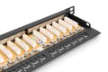 Panel krosowy high density 19'' 24x RJ45, LSA poziom, kat.6, ekranowany, 0.5U, czarny, prowadnica kabli - 2886633