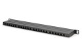 Panel krosowy high density 19'' 24x RJ45, LSA poziom, kat.6, ekranowany, 0.5U, czarny, prowadnica kabli - 2901195