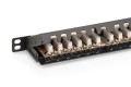 Panel krosowy high density 19'' 24x RJ45, LSA poziom, kat.6, ekranowany, 0.5U, czarny, prowadnica kabli - 2886634