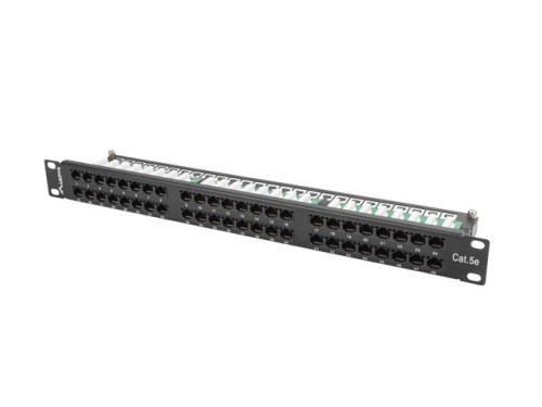 Patch panel Lanberg PPU5-1048-B (1U; 19"; kat. 5e; 48xRJ-45) - 2328447
